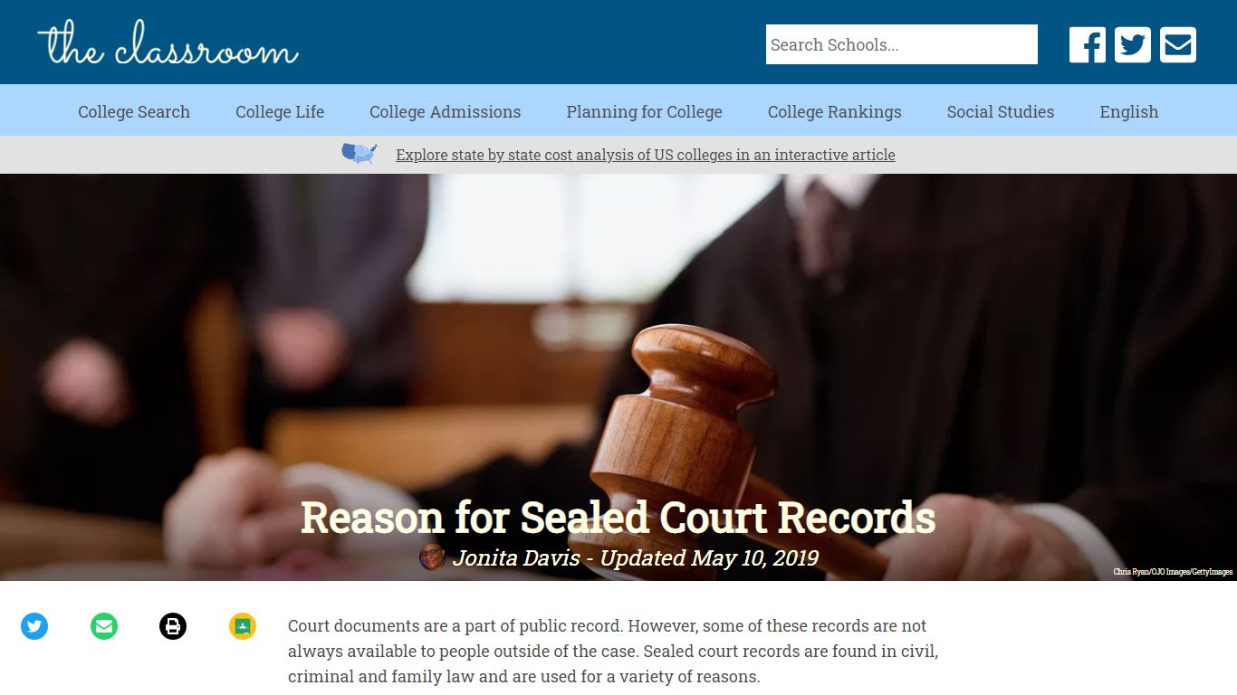Reason for Sealed Court Records - The Classroom